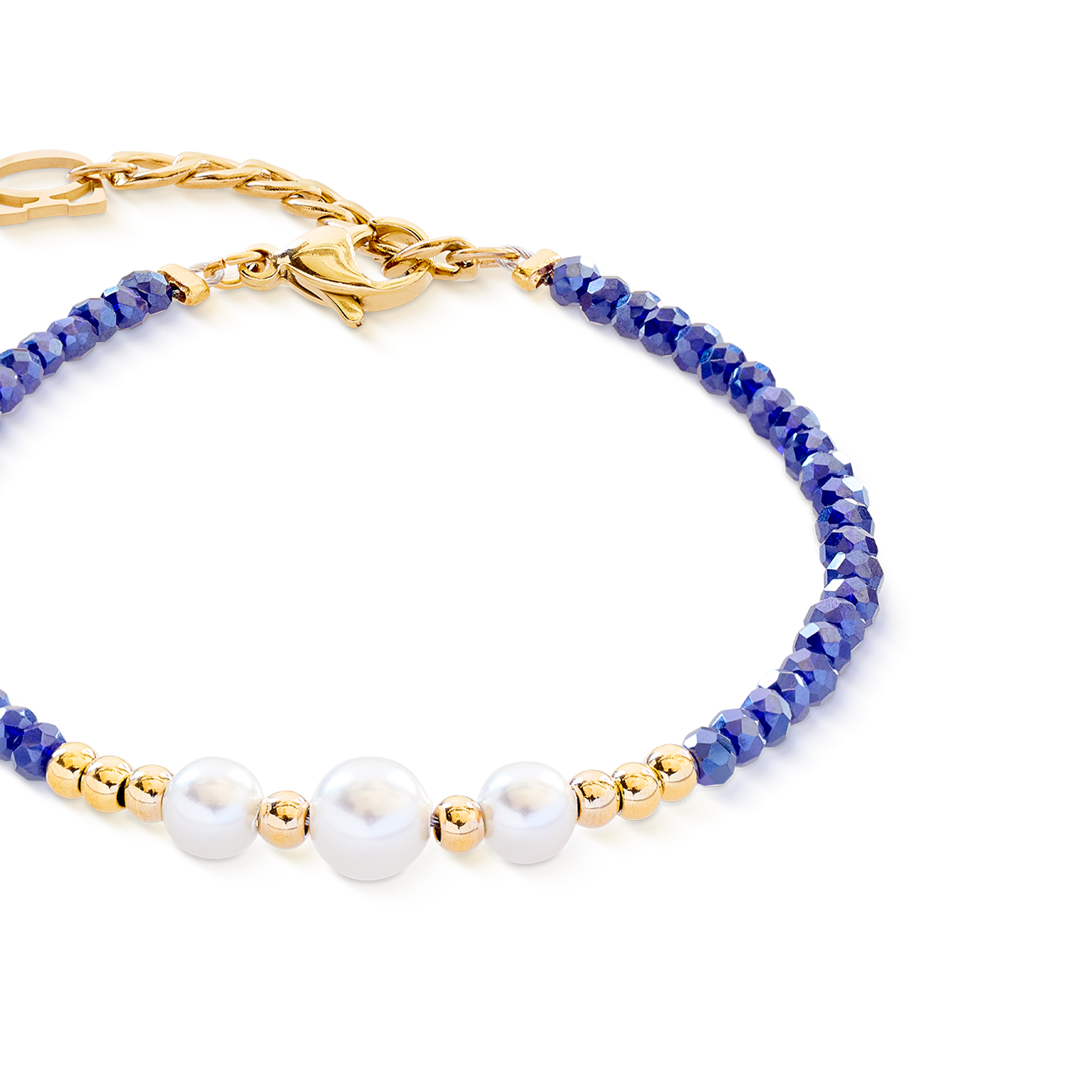 coeur-de-lion-pearl-line-armband-gold-blau-crystal-pearls-edelstahl image 2