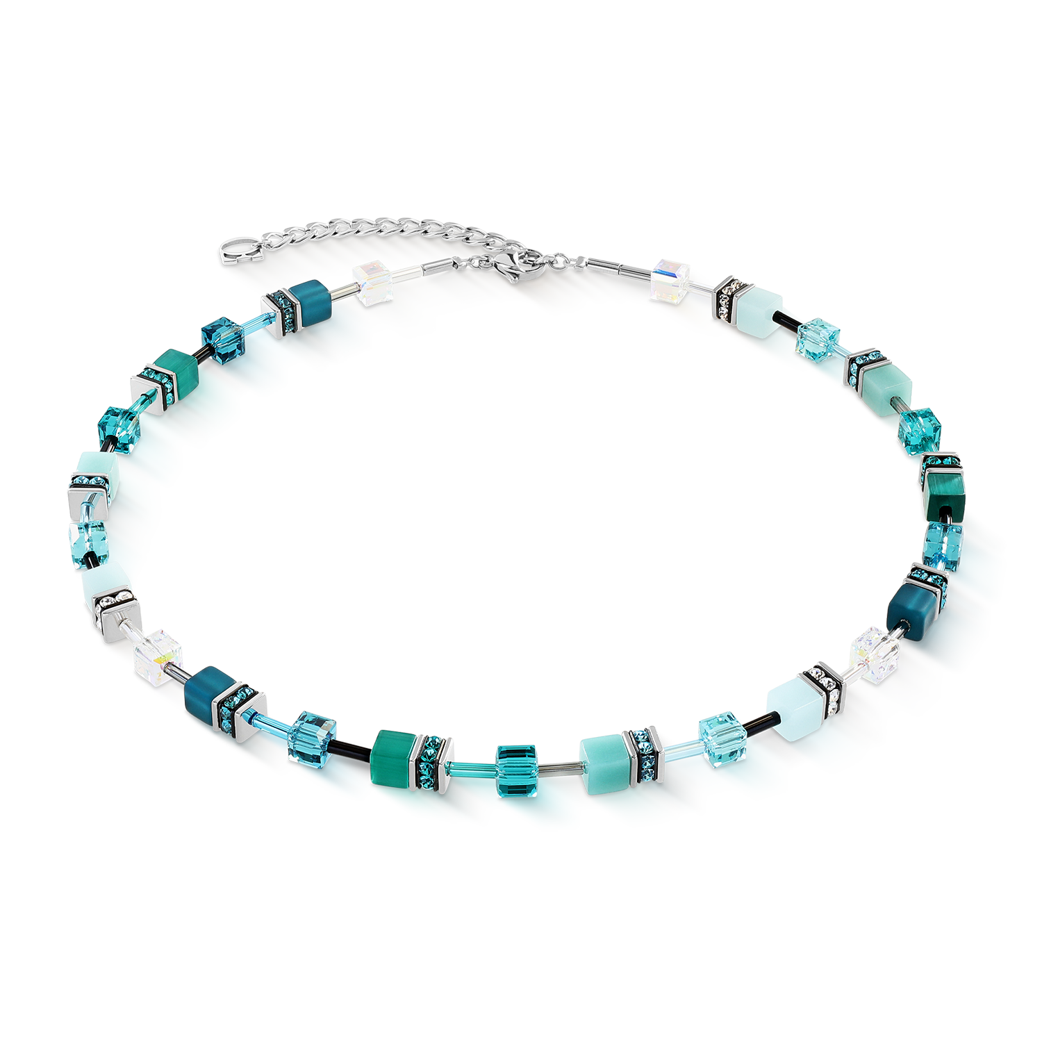 coeur-de-lion-geocube-iconic-halskette-teal-silber image 1