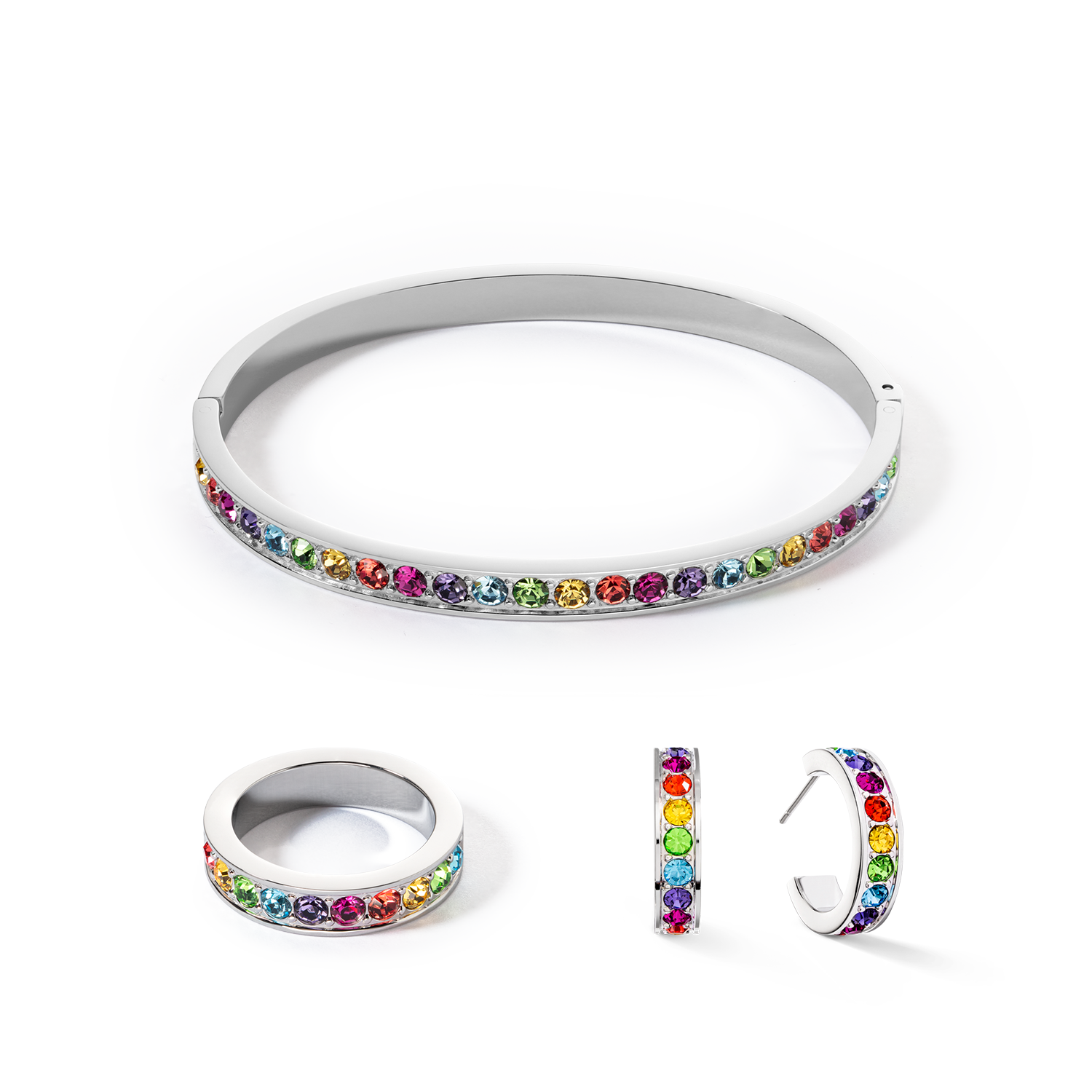 coeur-de-lion-armreif-edelstahl-und-kristalle-silber-multicolor-19-cm image 3