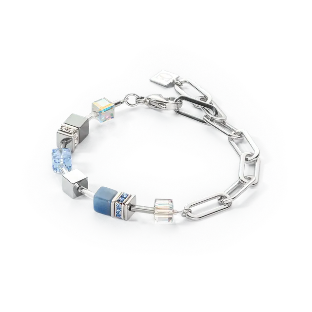 coeur-de-lion-geocube-fusion-chain-armband-silber-blau image 1
