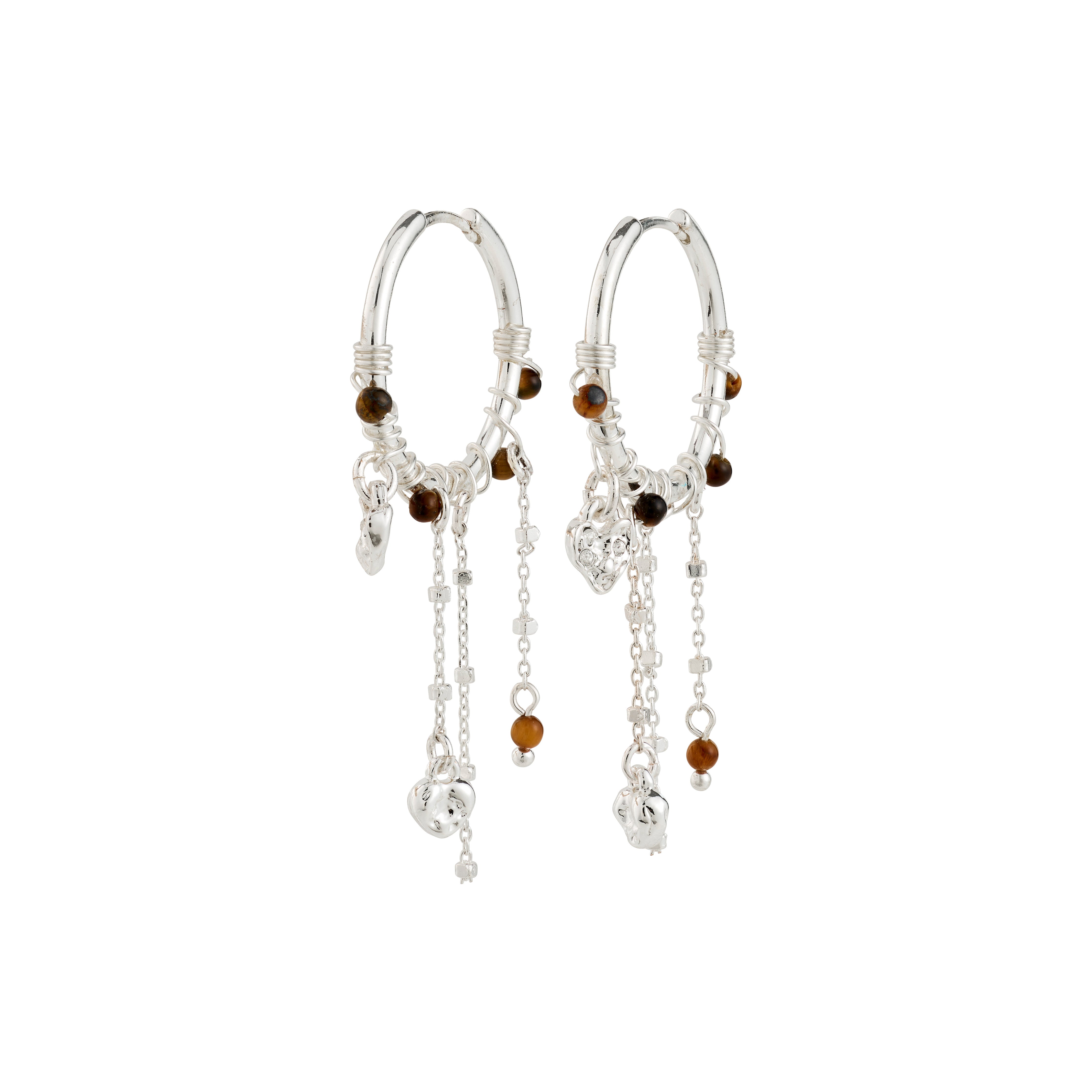 pilgrim-mylan-ohrh-nger-versilbert-mit-tigerauge-und-charms image 1
