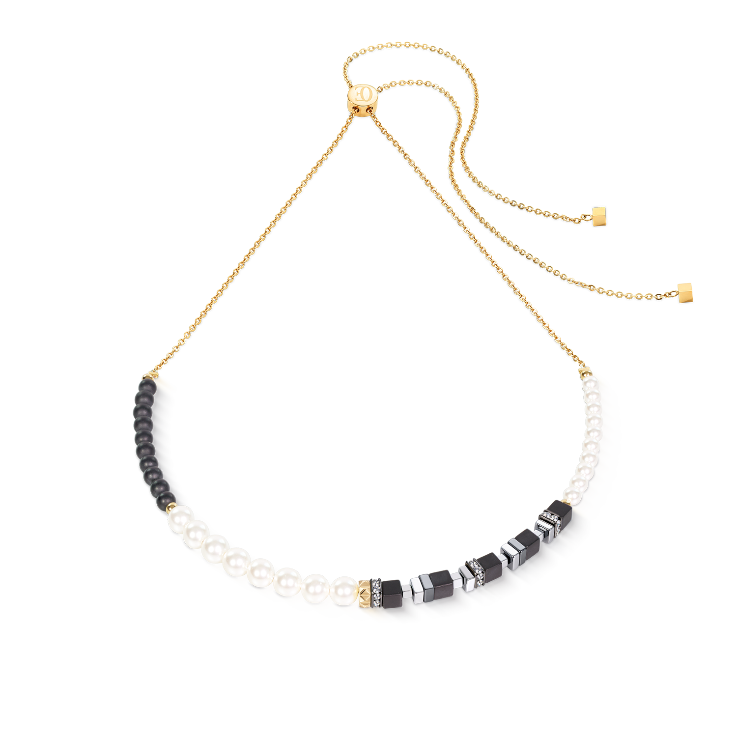 coeur-de-lion-precious-fusion-offset-slider-halskette-onyx-30-70-cm-gold image 1