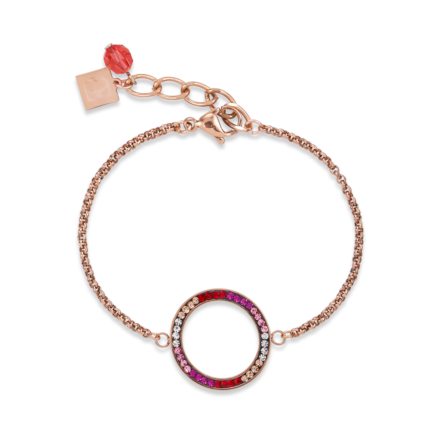 coeur-de-lion-iconic-armband-kristall-pav-edelstahl-ros-gold-rot-rosa image 1