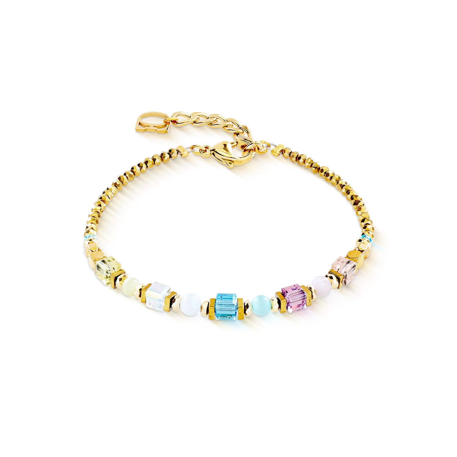 coeur-de-lion-armband-cube-aura-pastell-gold-geocube-swarovski image 1