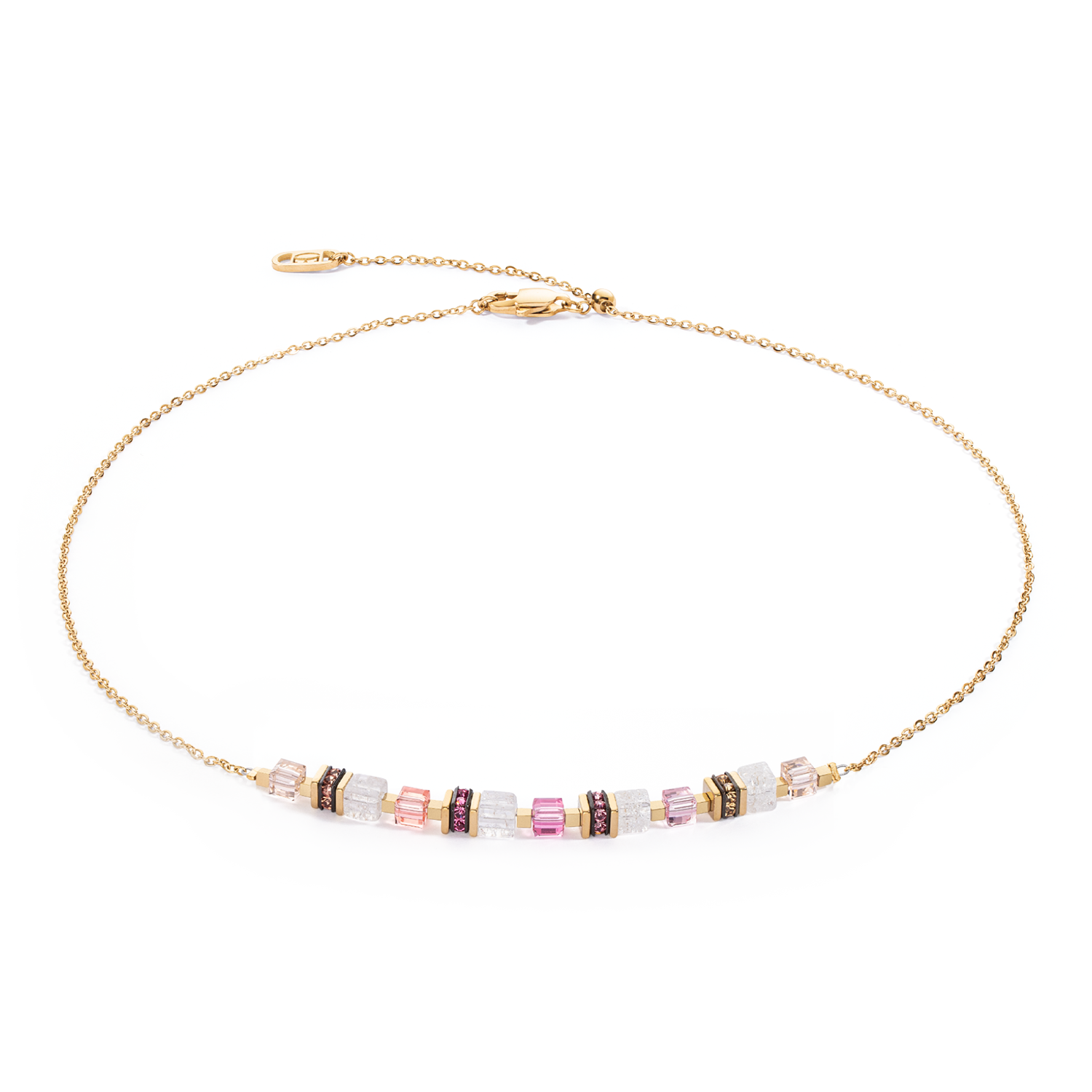 coeur-de-lion-geocube-mini-cubes-chain-halskette-gold-rosa image 1