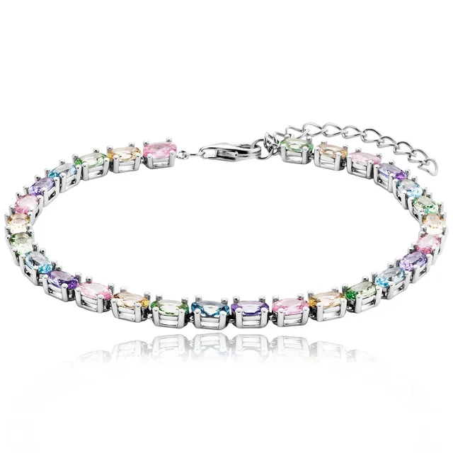 julie-julsen-tennisarmband-crystal-line-silber-rhodiniert-mit-28-bunten-zirkonia image 1
