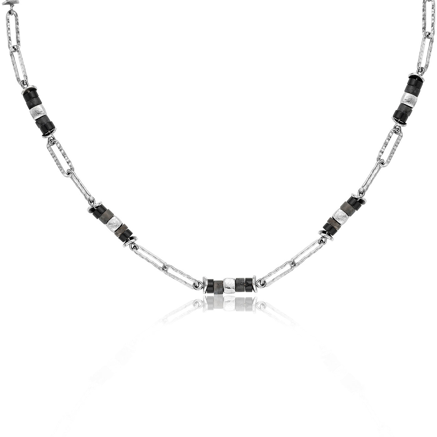 julie-julsen-loving-stones-halskette-schwarzer-achat-und-labradorit-40-cm image 1