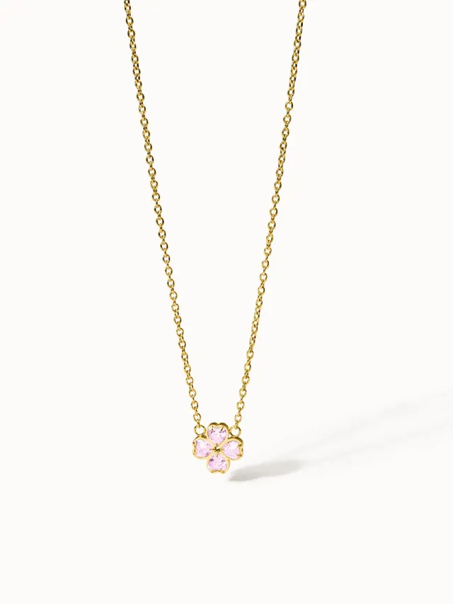 purelei-cuore-ros-kette-kleeblatt-herz-mit-rosa-zirkonia image 1