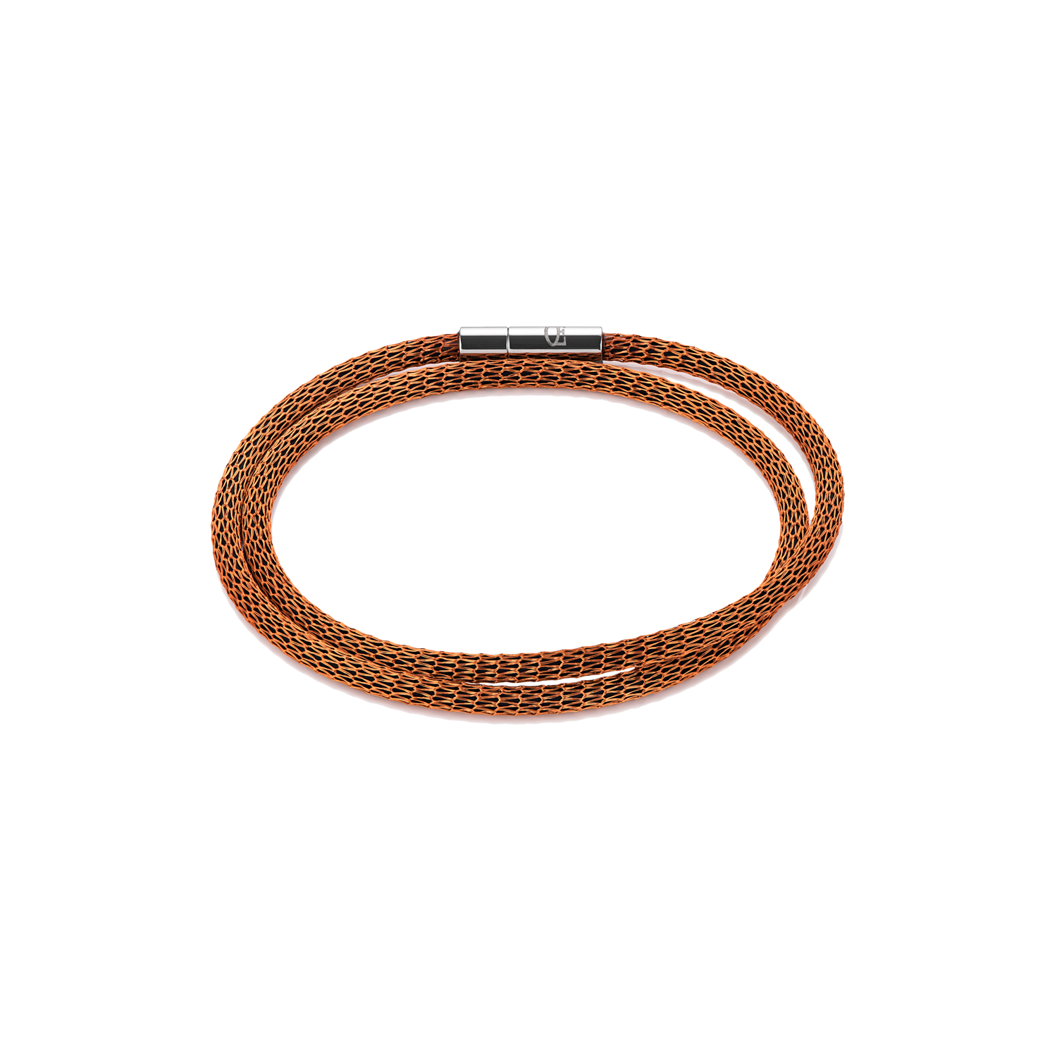 coeur-de-lion-mesh-armband-versilbert-emailliert-orange-36-cm image 1