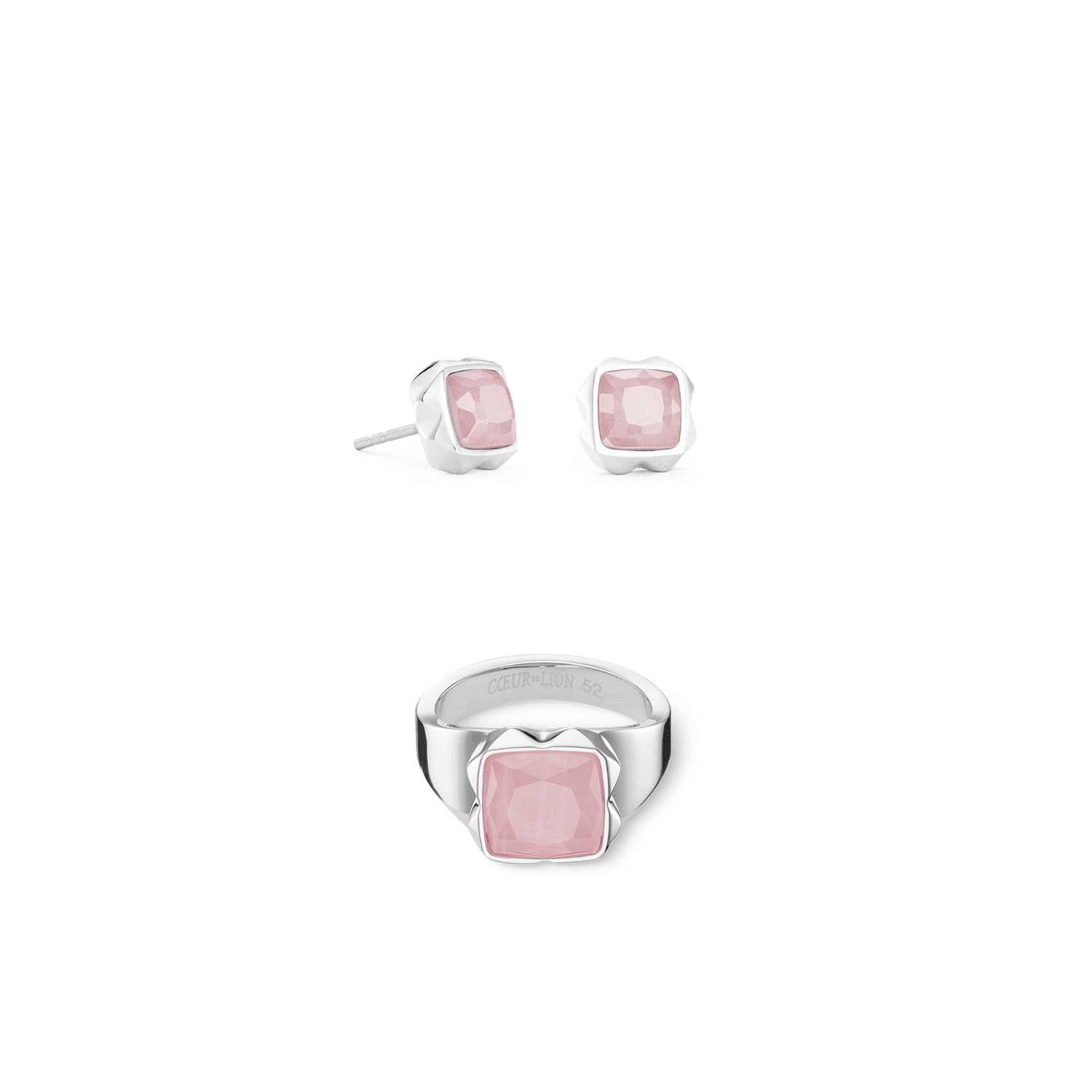 coeur-de-lion-ring-spikes-square-rosenquarz-silber-rosa image 3