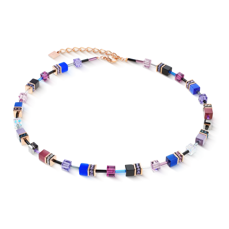 coeur-de-lion-geocube-iconic-halskette-blue-moon-ros-gold-blau-lila-mit-kristall image 1