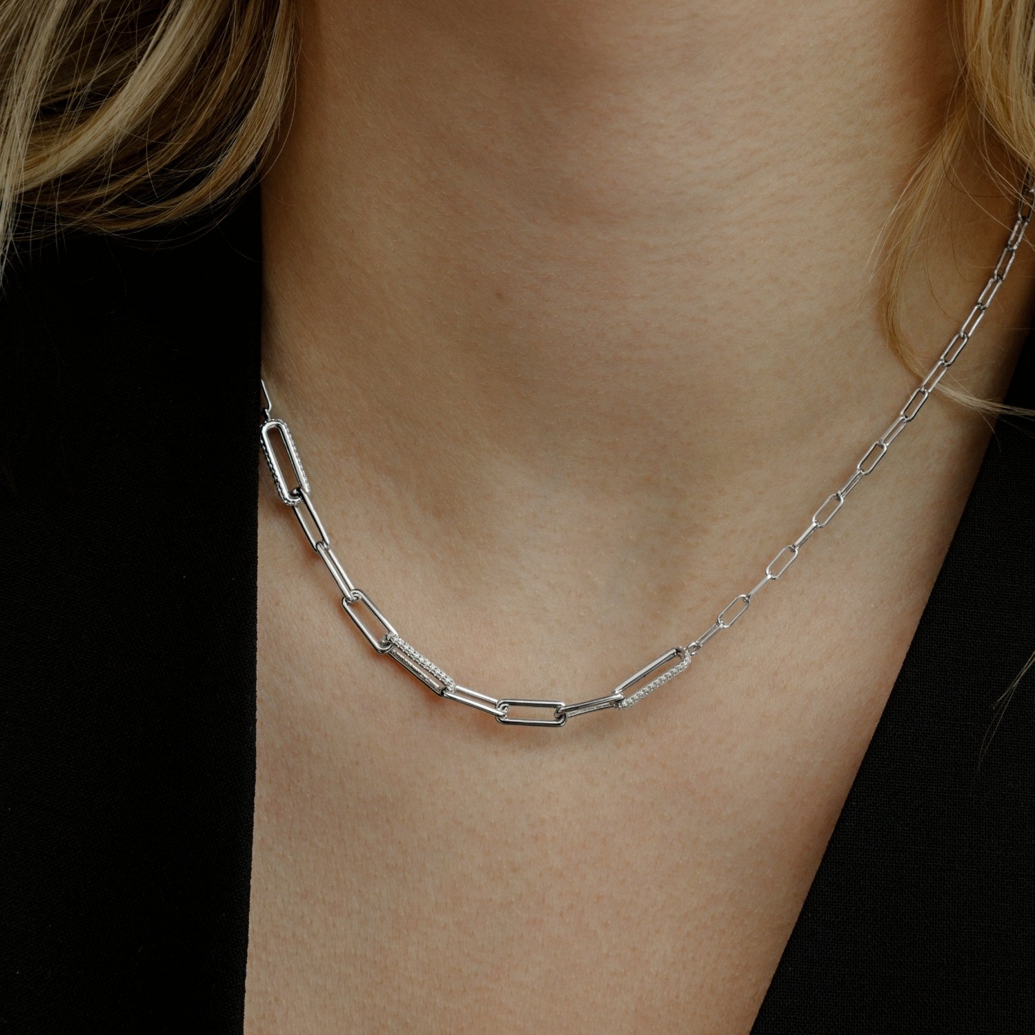 xenox-curve-halskette-xs91936-925-sterlingsilber-rhodiniert-mit-zirkonia-glieder image 3