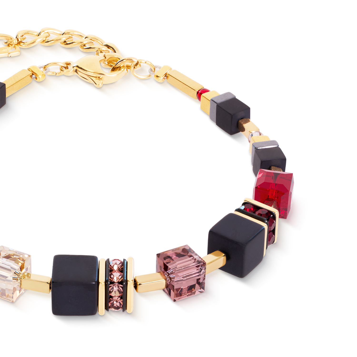 coeur-de-lion-geocube-precious-classic-armband-ruby-noir-19cm-gold image 2