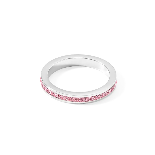 coeur-de-lion-ring-edelstahl-silber-mit-kristallen-pav-rosa image 1