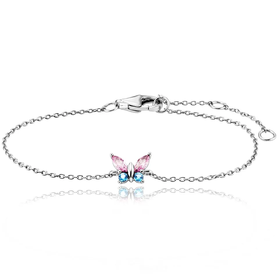 julie-julsen-kids-butterfly-armband-silber-rhodiniert-mit-schmetterling-und-4-bu image 1