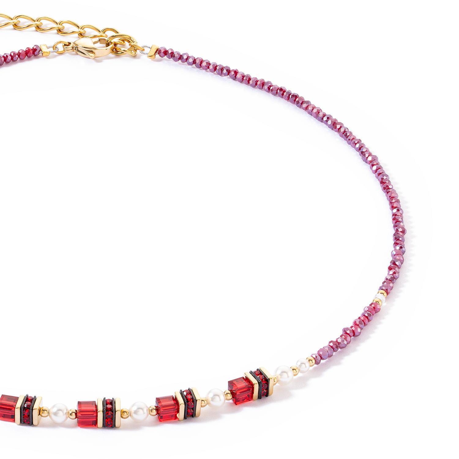 coeur-de-lion-halskette-sparkling-princess-gold-rot-kristalle-perlen image 2