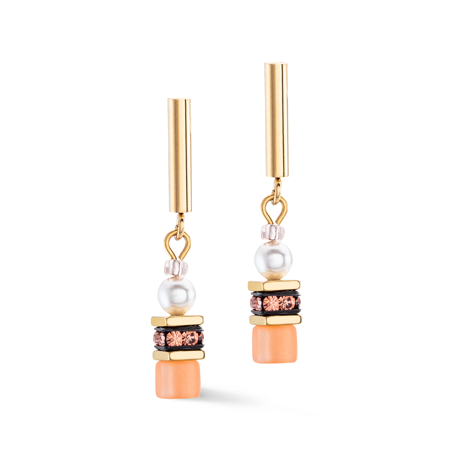 coeur-de-lion-geocube-mini-fusion-pearls-ohrringe-apricot-crush-gold image 2