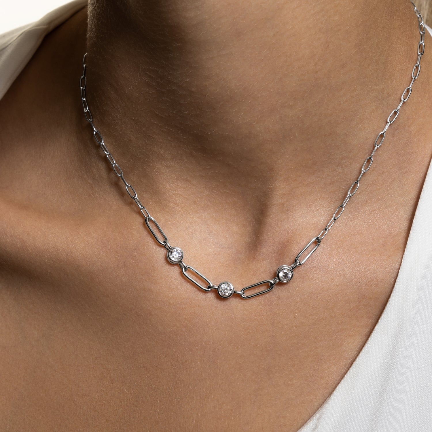 xenox-linked-halskette-925-sterlingsilber-rhodiniert-mit-3-zirkonia image 3