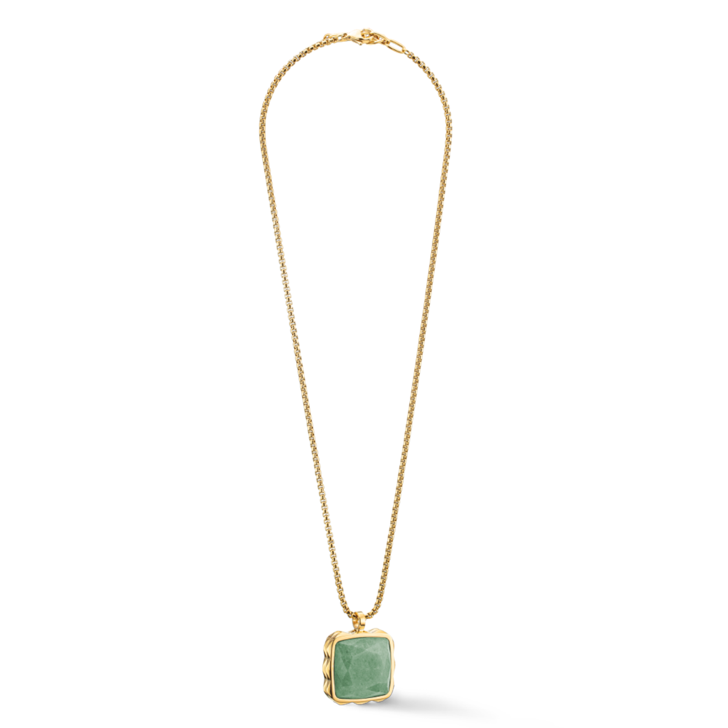coeur-de-lion-halskette-amulett-spikes-square-aventurin-gold-gr-n-edelstein-edel image 1