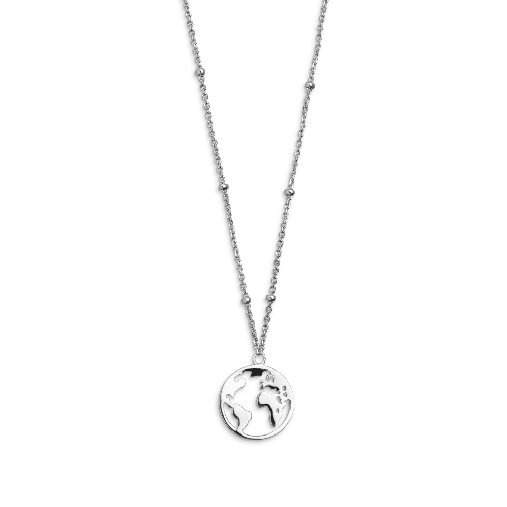 xenox-weltkugel-halskette-925-sterlingsilber-rhodiniert-mit-beads image 1