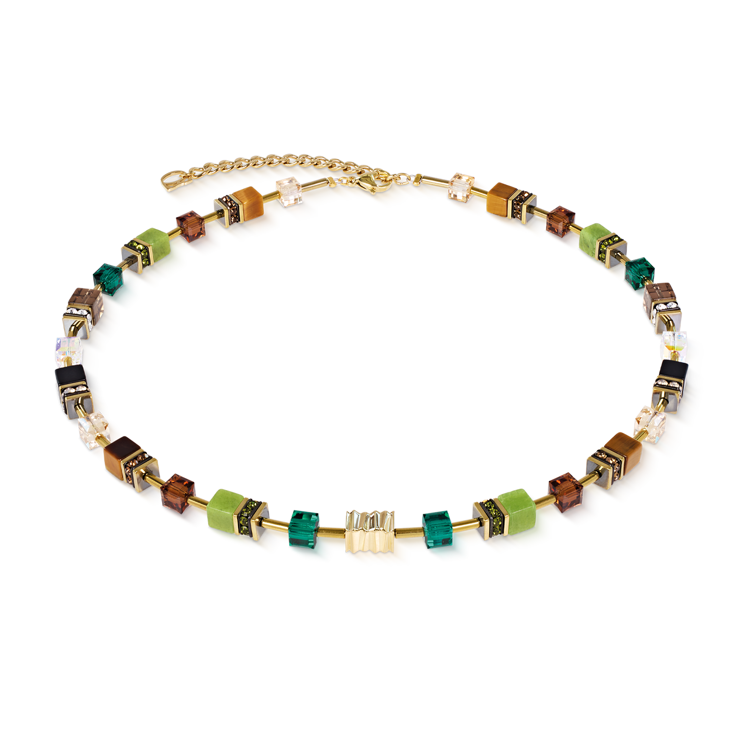 coeur-de-lion-geocube-iconic-wave-halskette-forest-gold-42-cm image 1