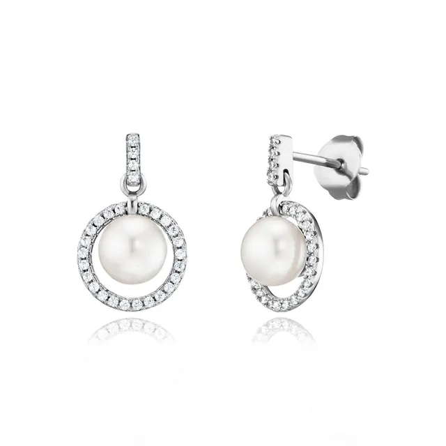 julie-julsen-ohrstecker-circle-pearl-silber-925-s-wasserperle-mit-58-wei-en-zirk image 1