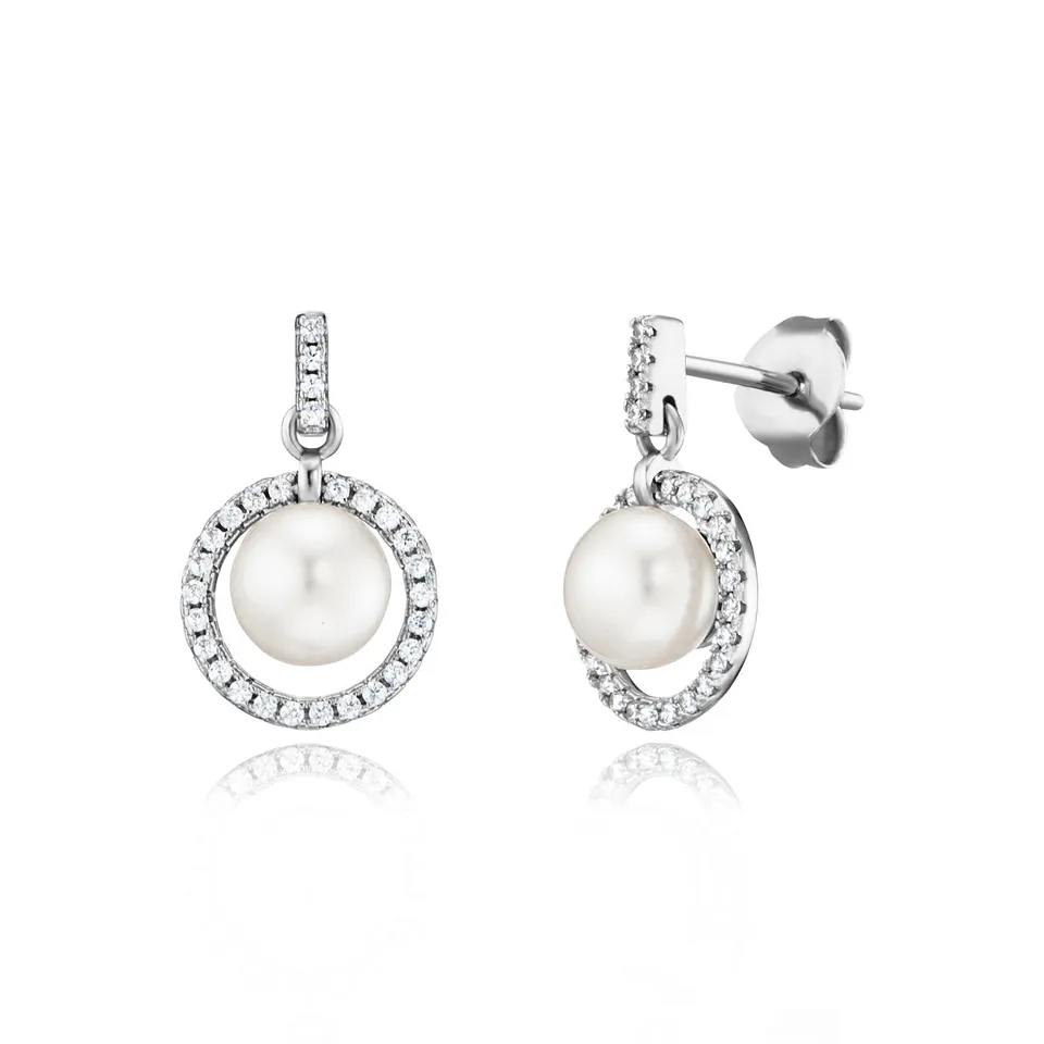 julie-julsen-ohrstecker-circle-pearl-silber-925-s-wasserperle-mit-58-wei-en-zirk image 1