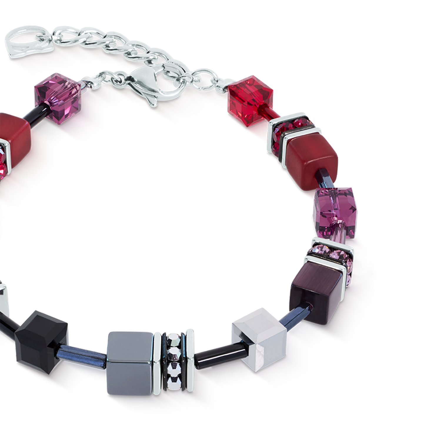 coeur-de-lion-geocube-iconic-armband-ruby-noir-silber image 2