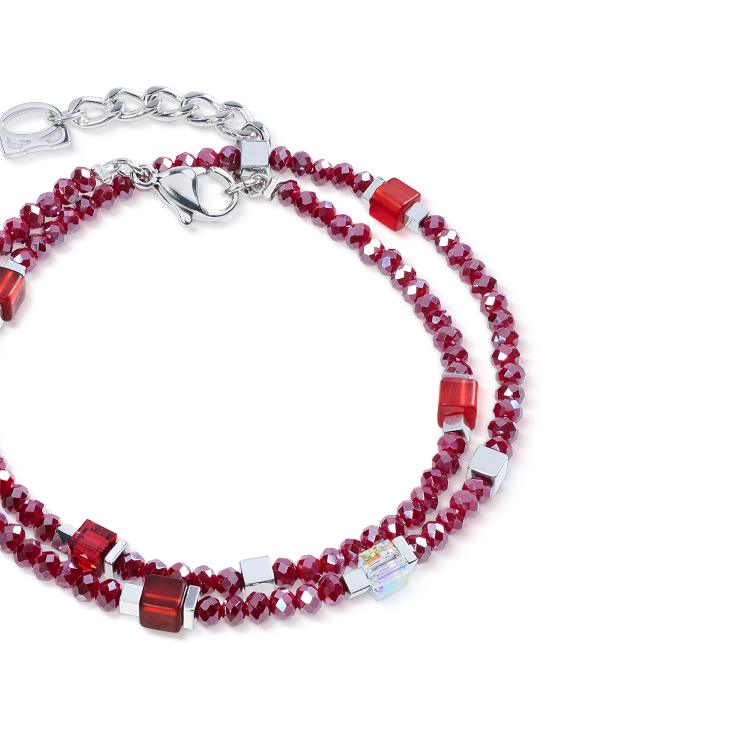 coeur-de-lion-joyful-colours-flex-armband-silber-rot image 2