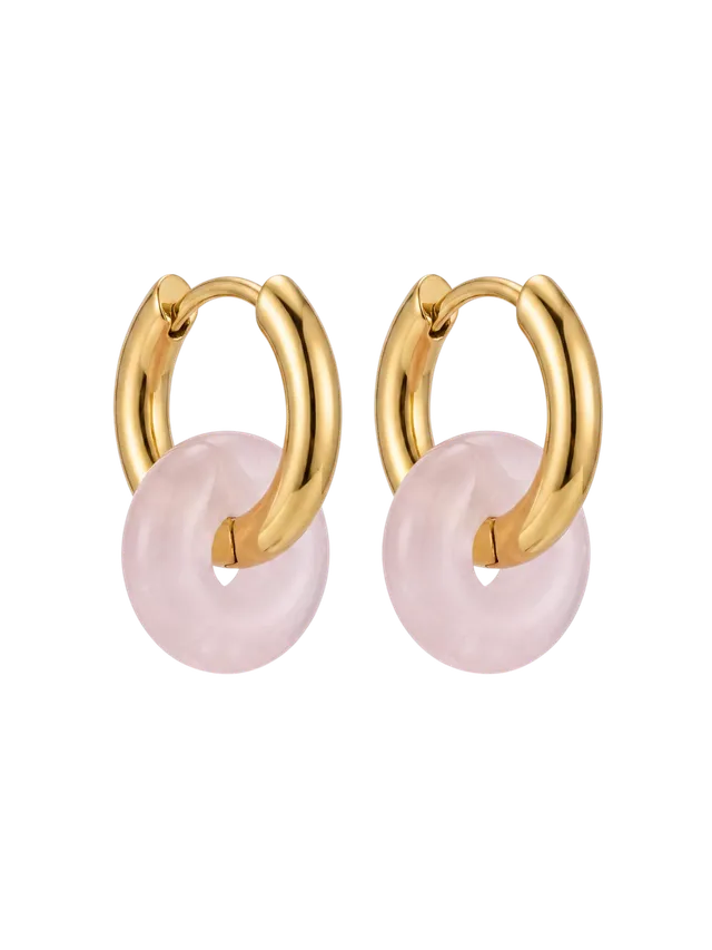 purelei-rosenquarz-hoops-creolen-mit-abnehmbarem-rosenquarz-charm image 1