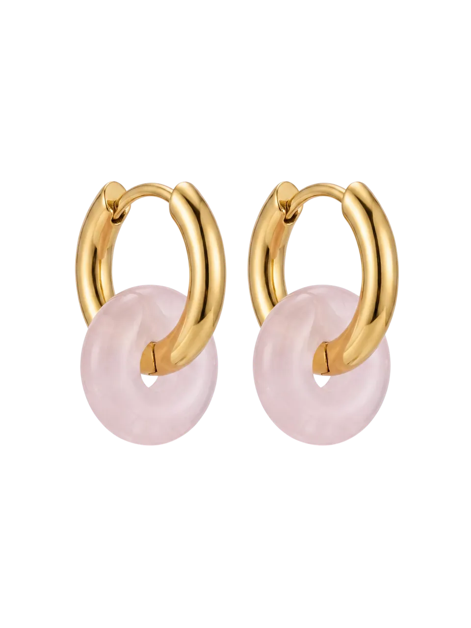 purelei-rosenquarz-hoops-creolen-mit-abnehmbarem-rosenquarz-charm image 1