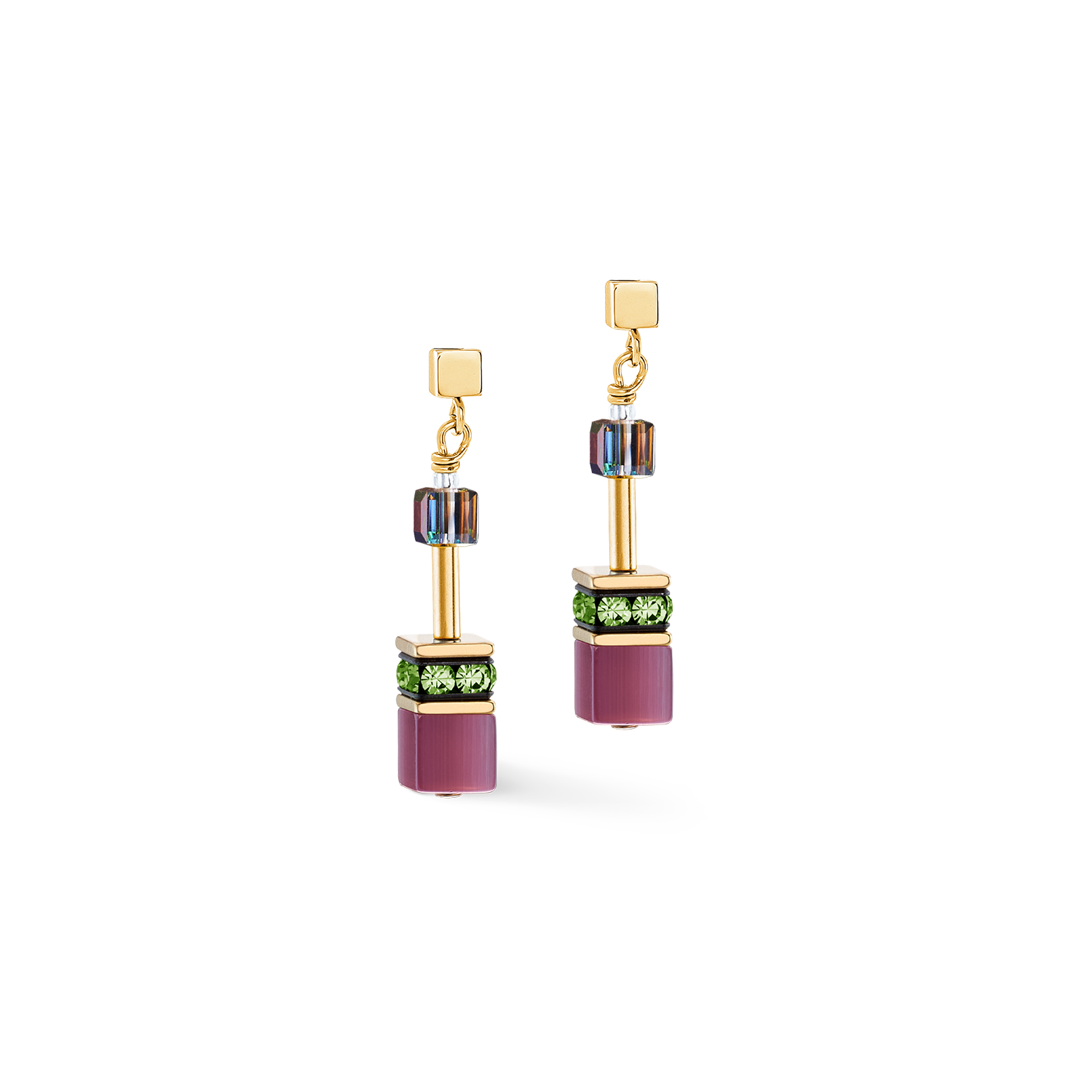 coeur-de-lion-geocube-iconic-ohrringe-art-nouveau-gold-violett-ros image 1