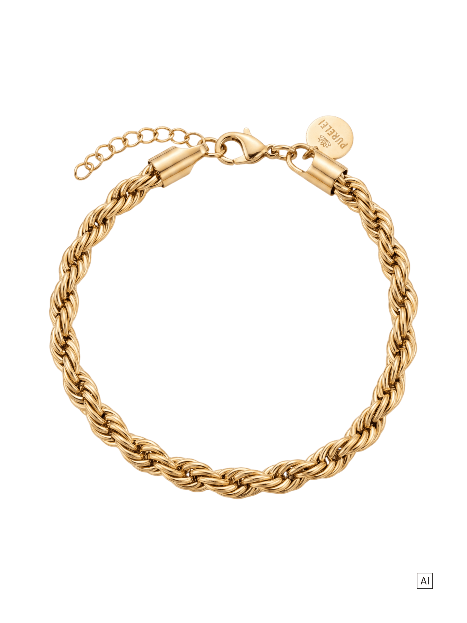 purelei-rope-armband-verstellbar-19-21-cm-vintage-kordelarmband-edelstahl image 1