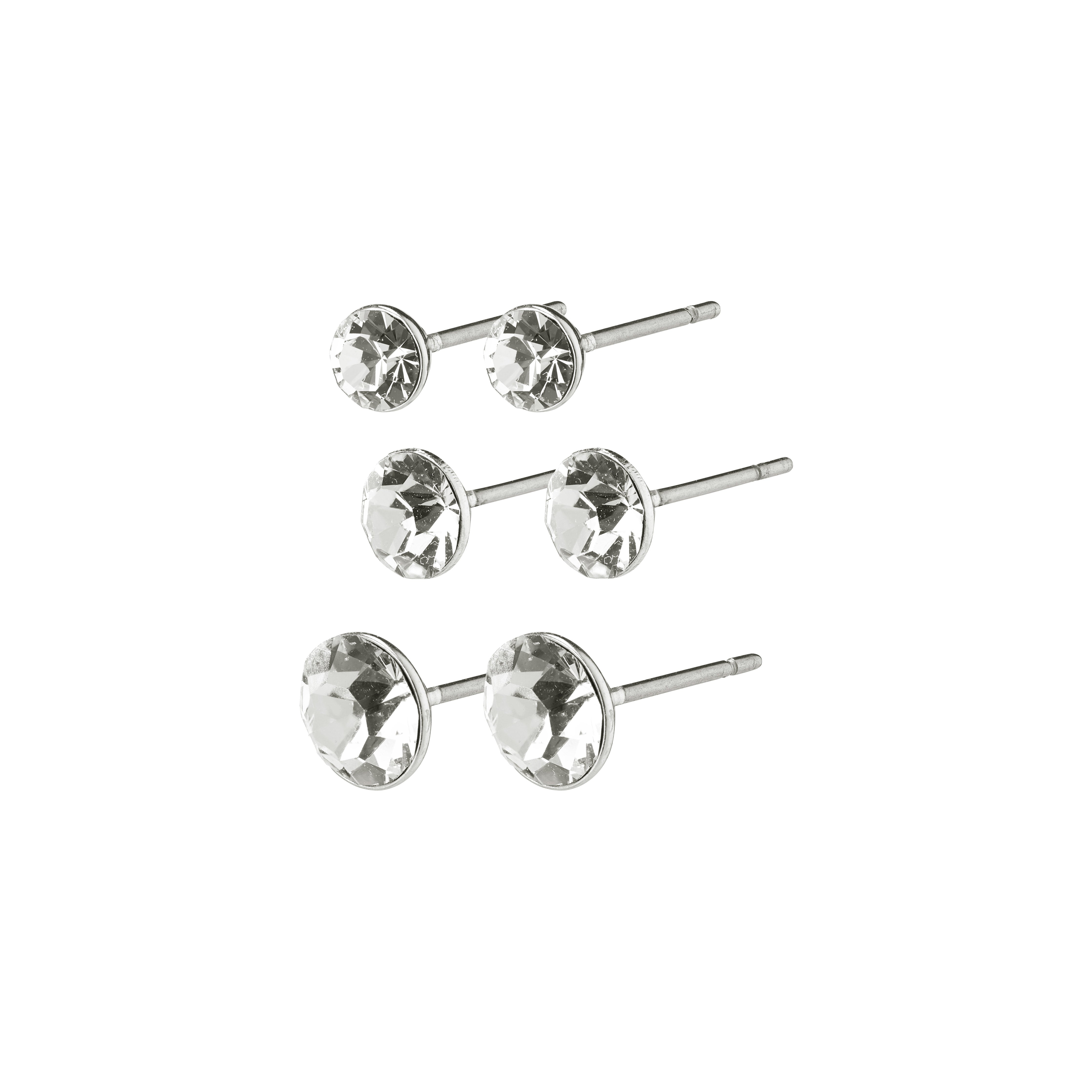 pilgrim-millie-kristall-ohrstecker-3-in-1-set-versilbert image 1