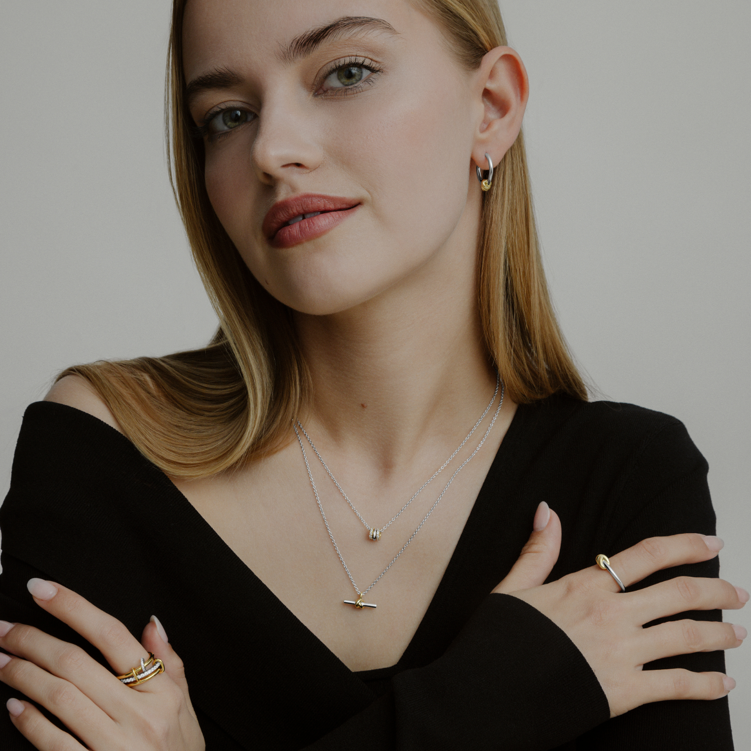 xenox-mira-halskette-925-sterlingsilber-bicolor-18k-vergoldung-mit-zirkonia image 3