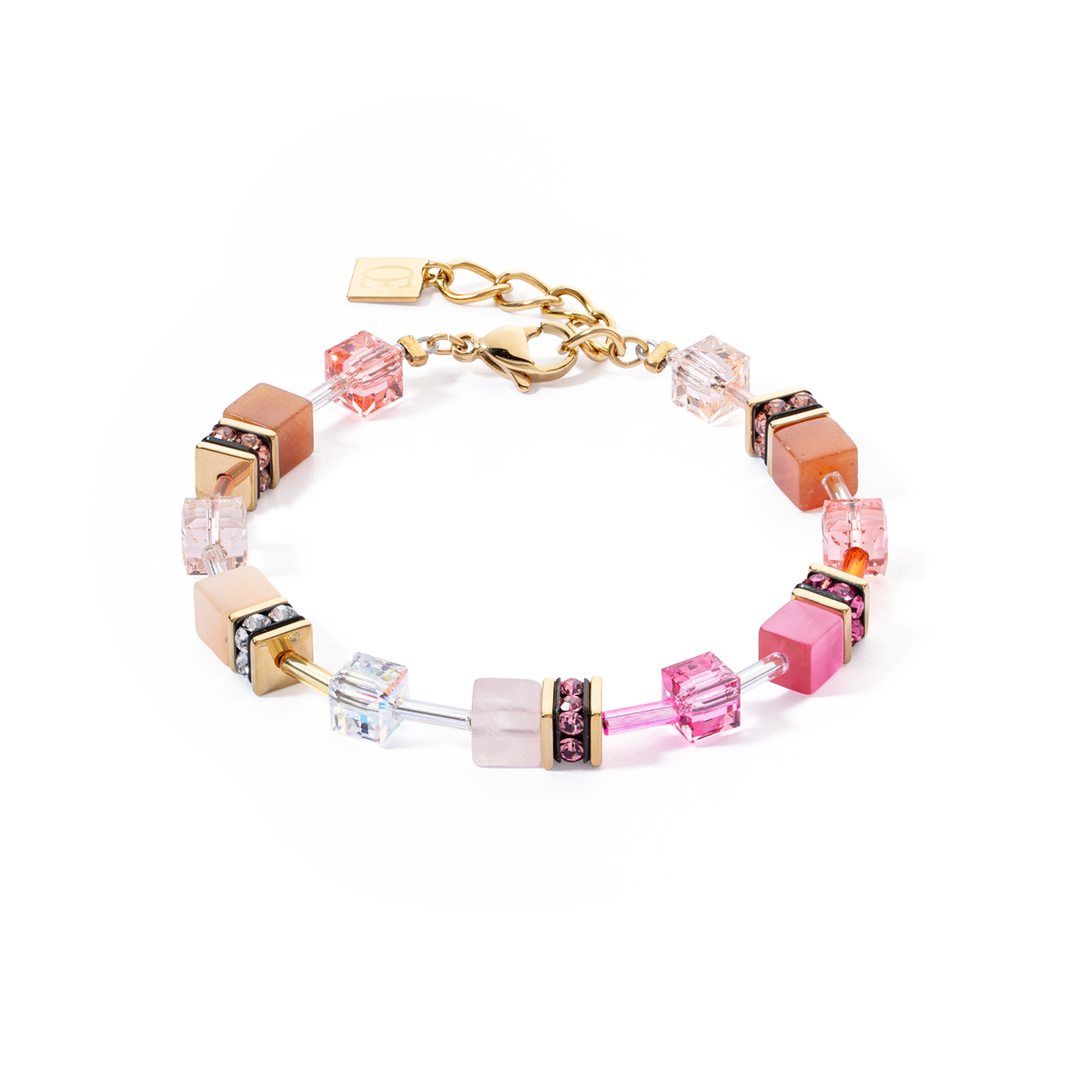 coeur-de-lion-geocube-iconic-precious-armband-rosa-orange image 1