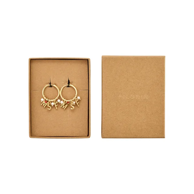 pilgrim-msf-ohrringe-gold-plated-mit-perlen-und-roter-perle image 1