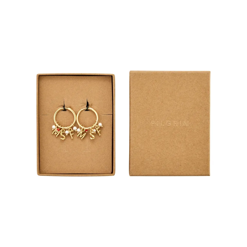pilgrim-msf-ohrringe-gold-plated-mit-perlen-und-roter-perle image 1