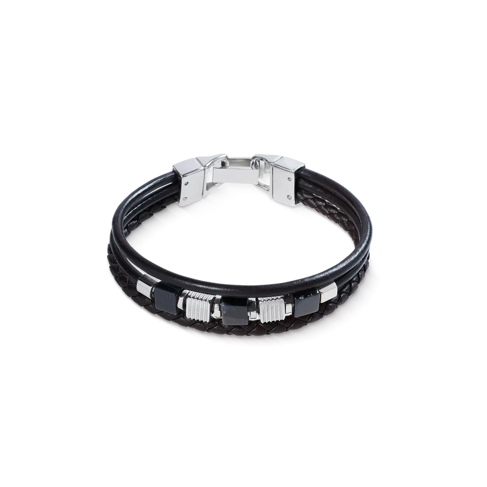coeur-de-lion-geocube-lederarmband-schwarz-3-reihig-streifen-onyx image 1