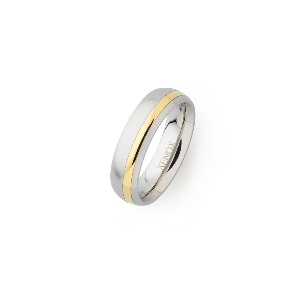 xenox-partnerring-aus-edelstahl-bicolor-matt image 1