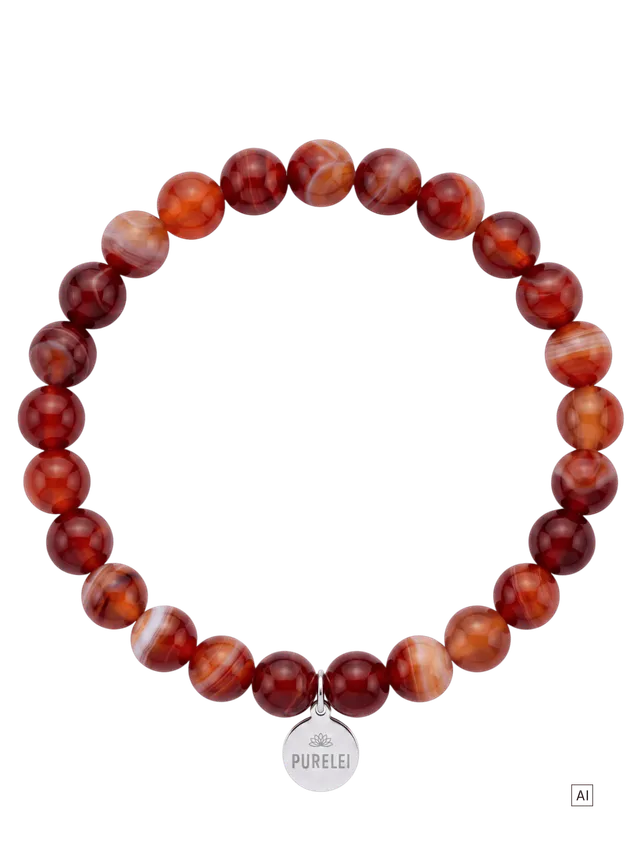 purelei-roter-achat-armband-naturstein-perlenarmband-20-cm-silber image 1
