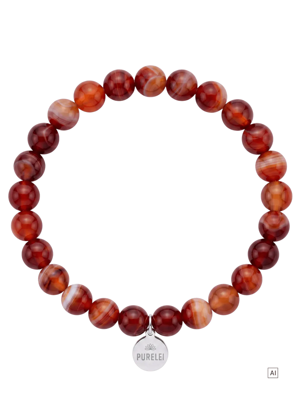 purelei-roter-achat-armband-naturstein-perlenarmband-20-cm-silber image 1