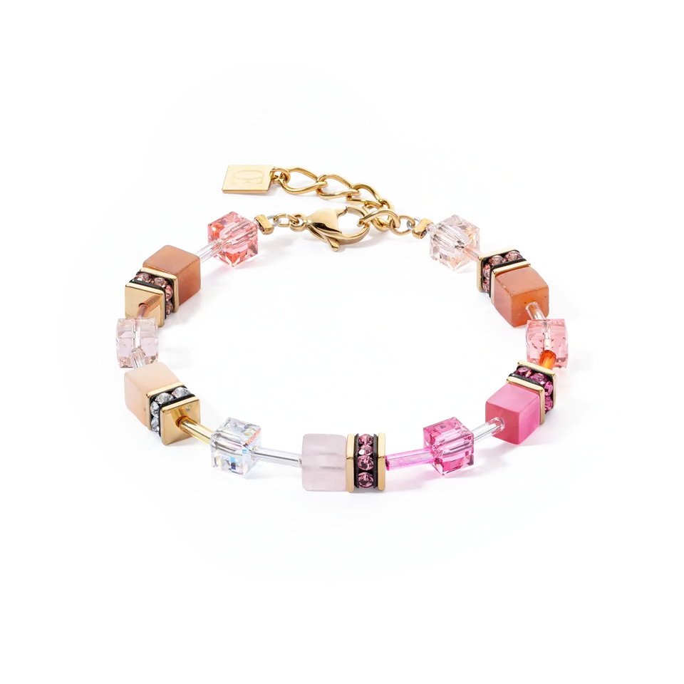 coeur-de-lion-geocube-iconic-precious-armband-rosa-orange image 1