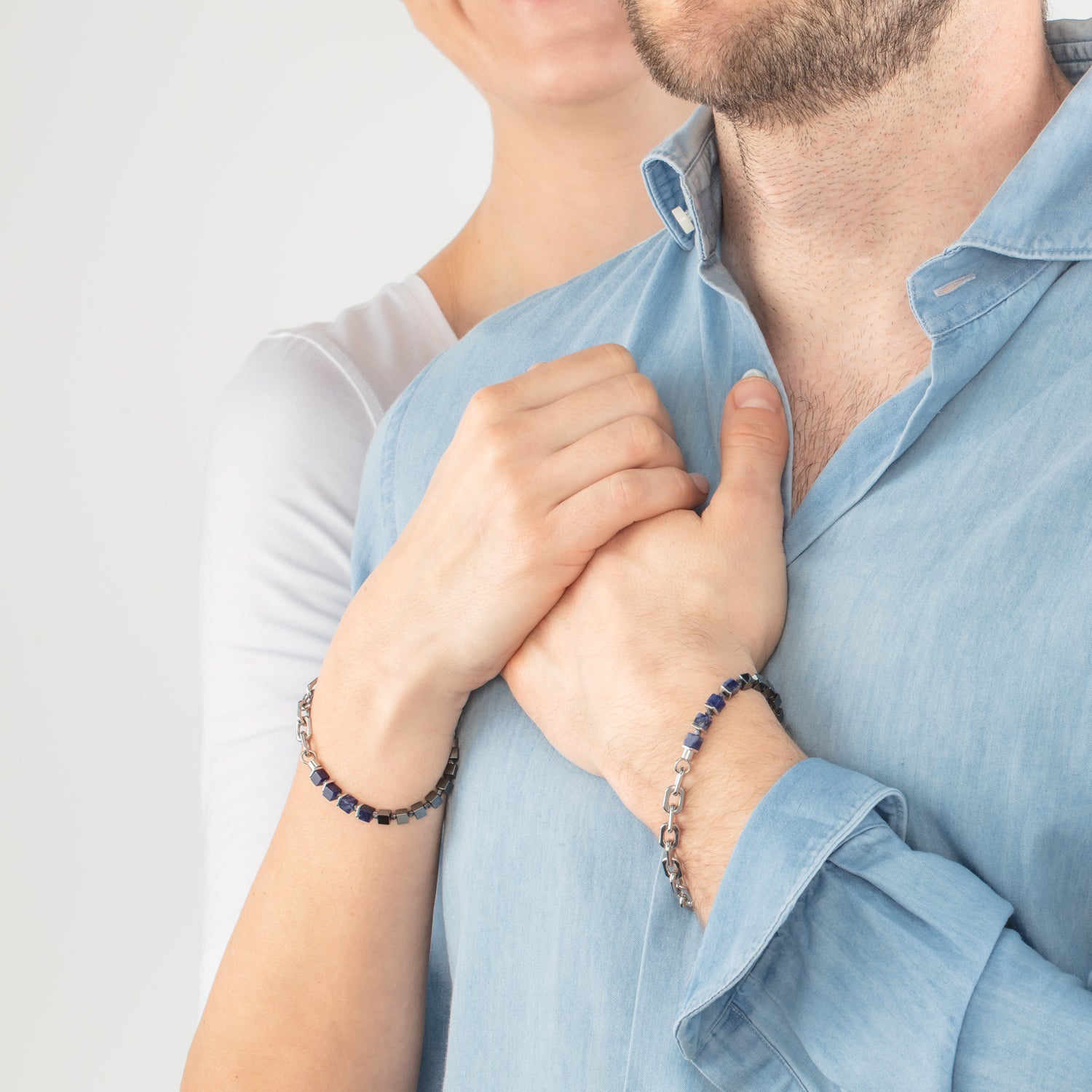 coeur-de-lion-fusion-unisex-armband-link-chain-blau-h-matit-sodalith-rohdiamant image 3