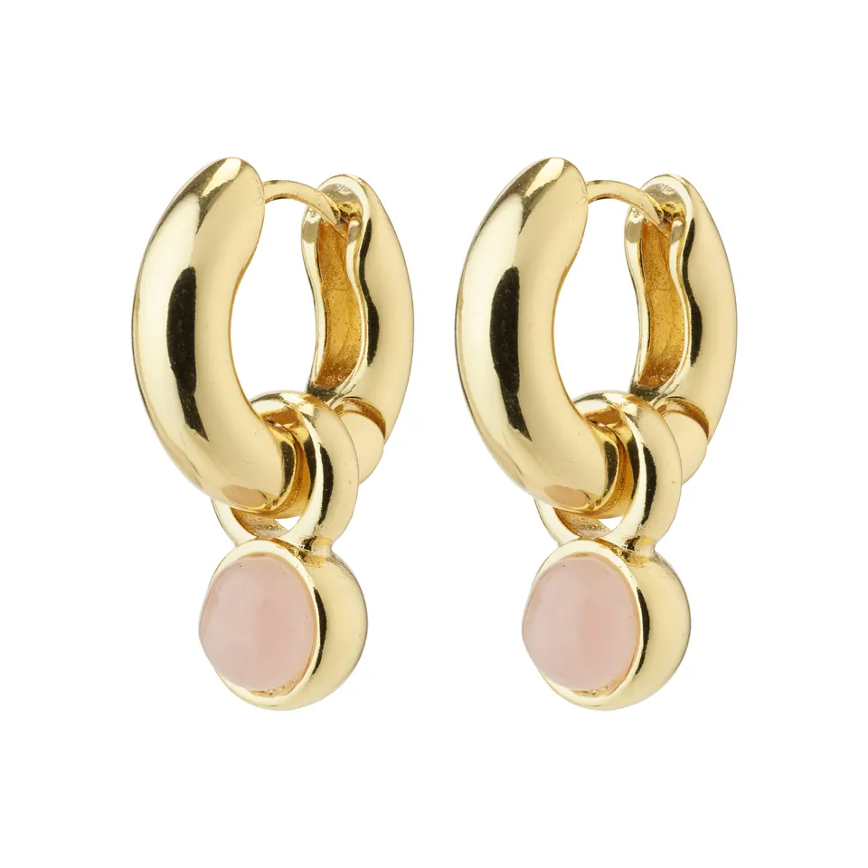 pilgrim-evah-creolen-ohrringe-gold-plated-rosa-mit-rosenquarz-anh-nger image 1