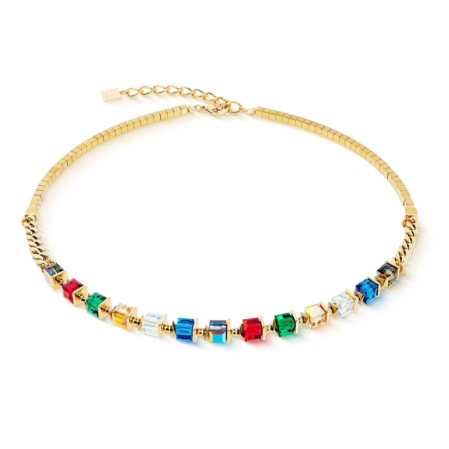 coeur-de-lion-halskette-sparkling-cubes-fusion-chain-gold-multicolor image 1