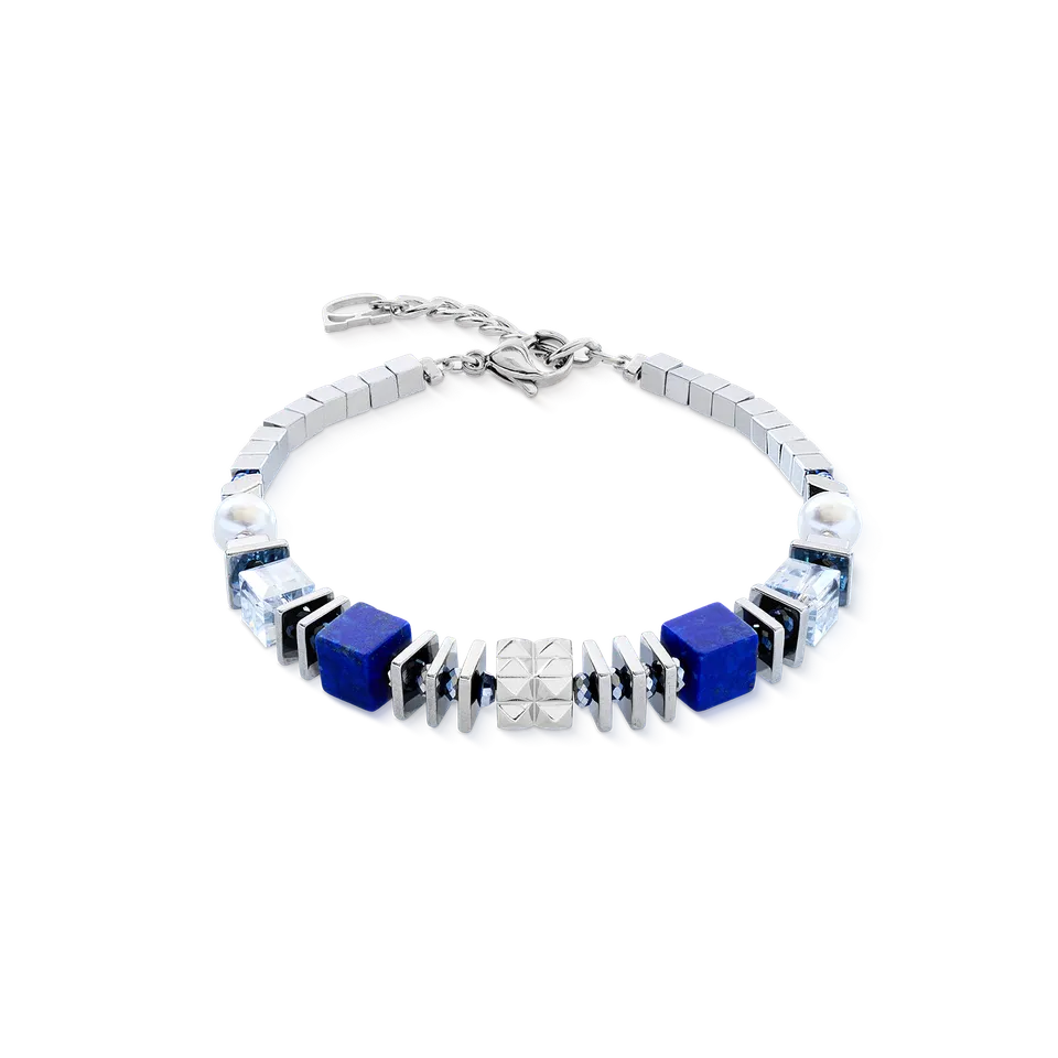 coeur-de-lion-armband-statement-cube-facets-silber-blau image 1