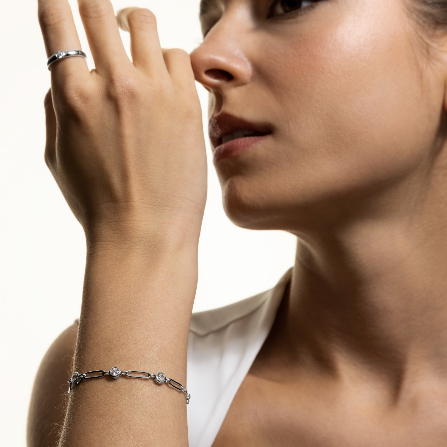 xenox-linked-armband-925-sterlingsilber-mit-3-zirkonia-rhodiniert image 3