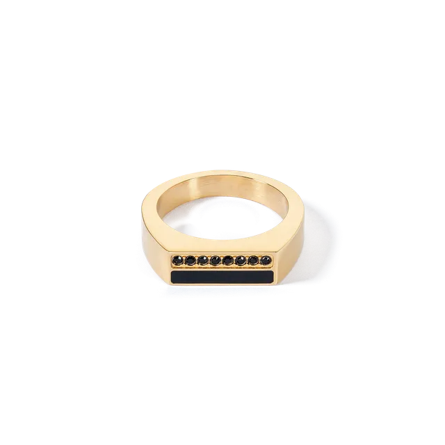 coeur-de-lion-square-stripes-ring-gold-schwarz image 1