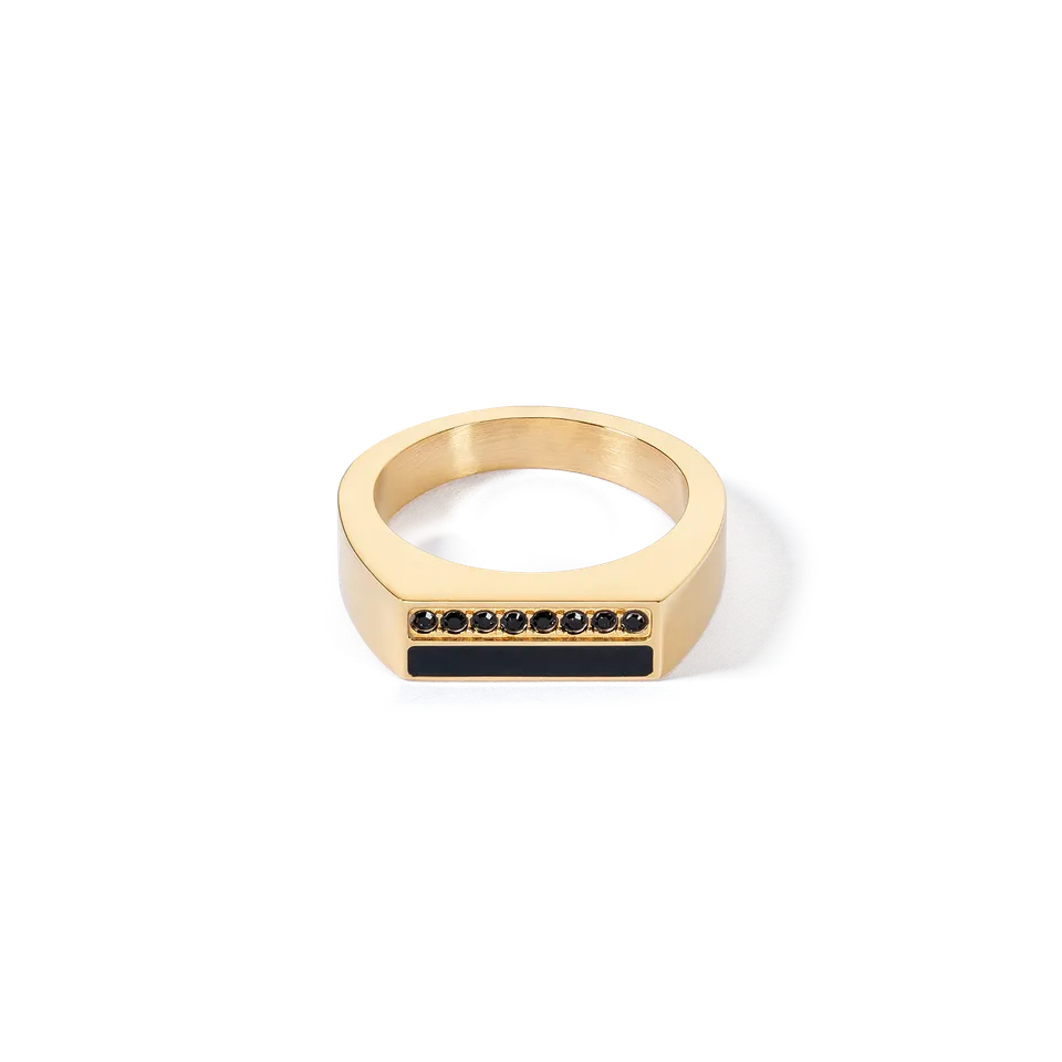 coeur-de-lion-square-stripes-ring-gold-schwarz image 1